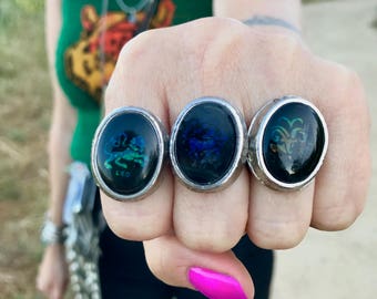 Deadstock Vintage Horoskop Tierkreis Symbol Stimmungs Ringe