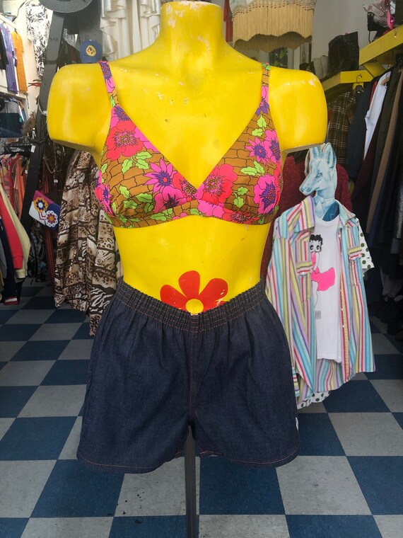 Vintage Sirena Floral Swim Bathing Suit Top