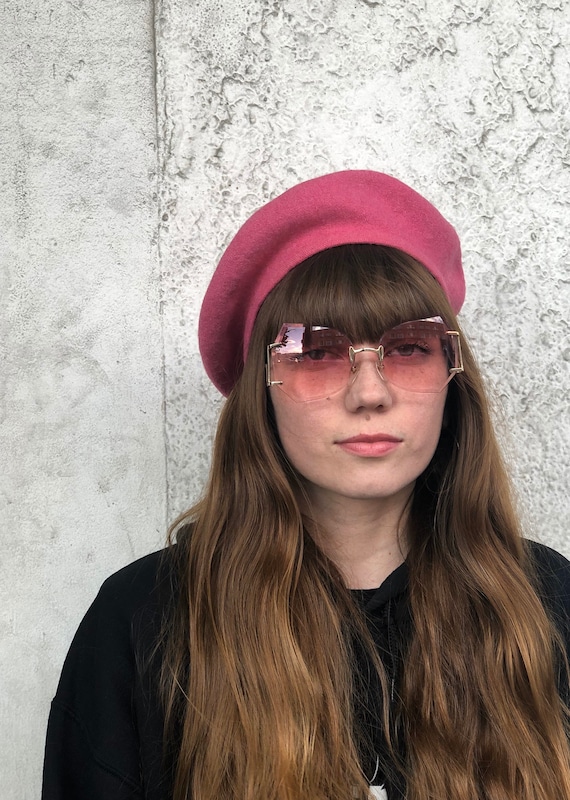 Vintage Solid Pink Beret Hat