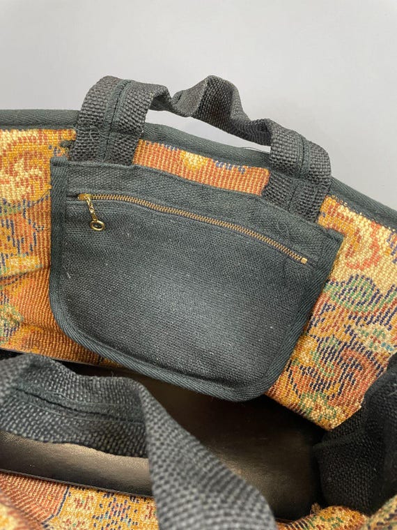Repurposed Double Handle Carpet Bag - image 5