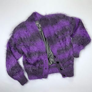 Gorgeous 1980s-90s Subtle Striped Mohair Cardigan Sweater Jacket Fully Lined