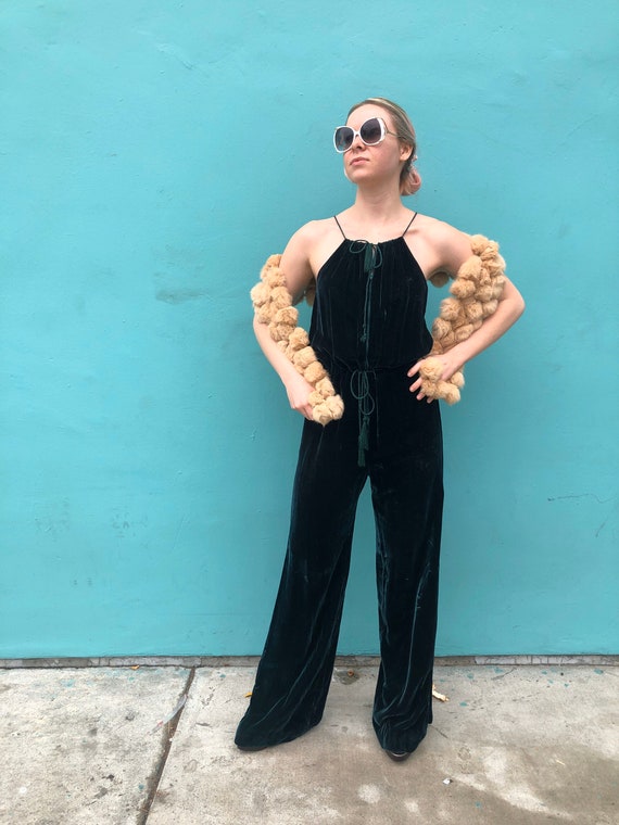 Vintage Intuitions 1970's Green Velvet Sleeveless