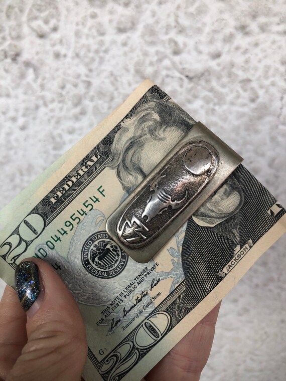 Vintage Silver Moon Bull Lightening Money Clip Etsy - image 0