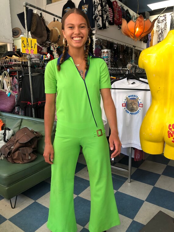 Vintage Deadstock Youngland Neon Green Disco 1970'
