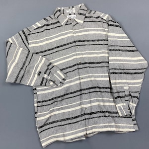 Vintage 90s Striped Cotton Button-Up Shirt - New Old Stock XXL