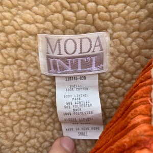 90s Orange Corduroy Sherpa Lined Jacket - Moda Int'l - Vintage Funky Sherpa Coat - Size S image 3