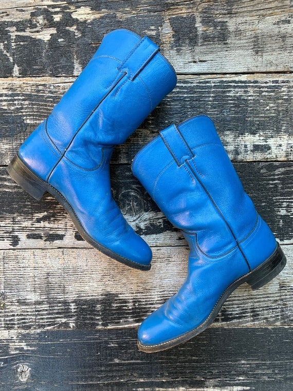 Vintage 1990s Mid Calf Bright Blue Country Western
