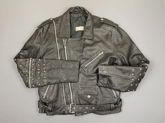 Rad Motorcycles Bulletproof Leather Motorcycle Jacket Rad 1980s-90s Studded Leather Motorcycle Jacket Zipper