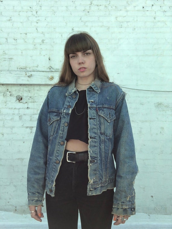 Vintage Levis Denim Jacket "Mercedes" Painted Bac