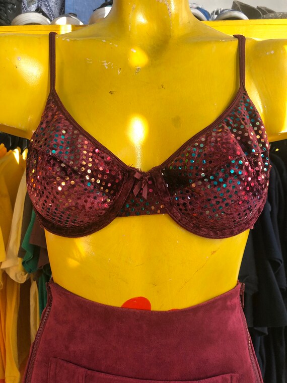 Vintage 1990's Velvet Sequin Bra Top