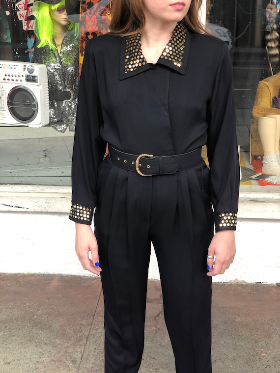 Vintage 1980’s Joan Walters Sequin Black Long Slee