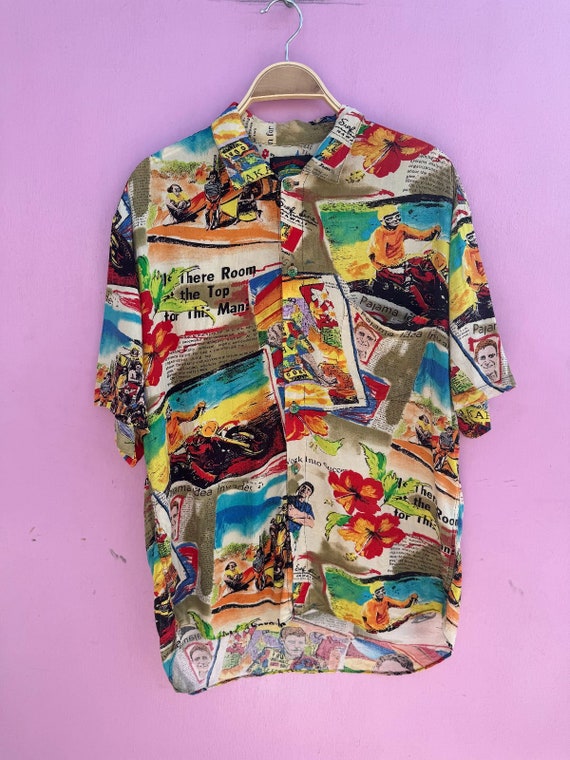 Rare 1990s Funky Patchwork Print Jams World Shirt
