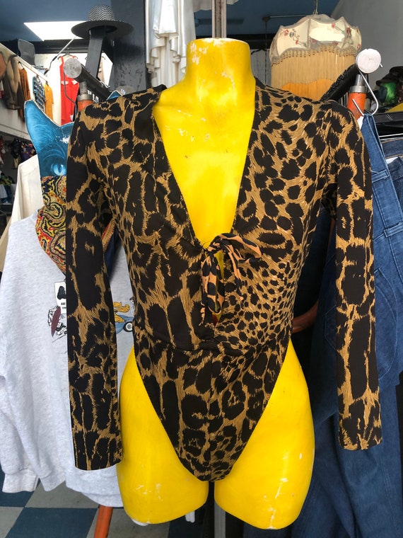 Vintage Long Sleeve Frederick's Cheetah Print Body