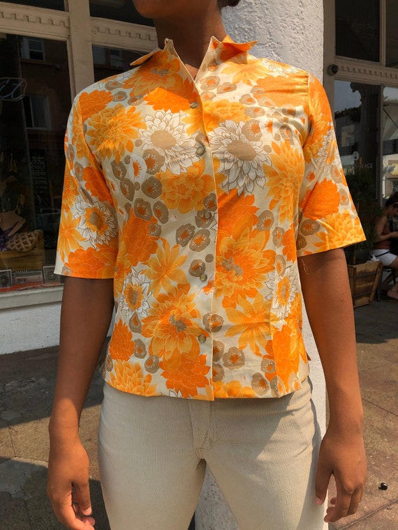 Deadstock Vintage H Bar C Ranchwear Floral Half Sl