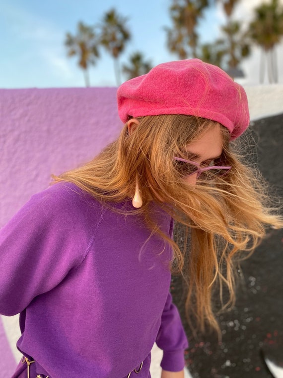 Vintage Solid Pink Beret Hat
