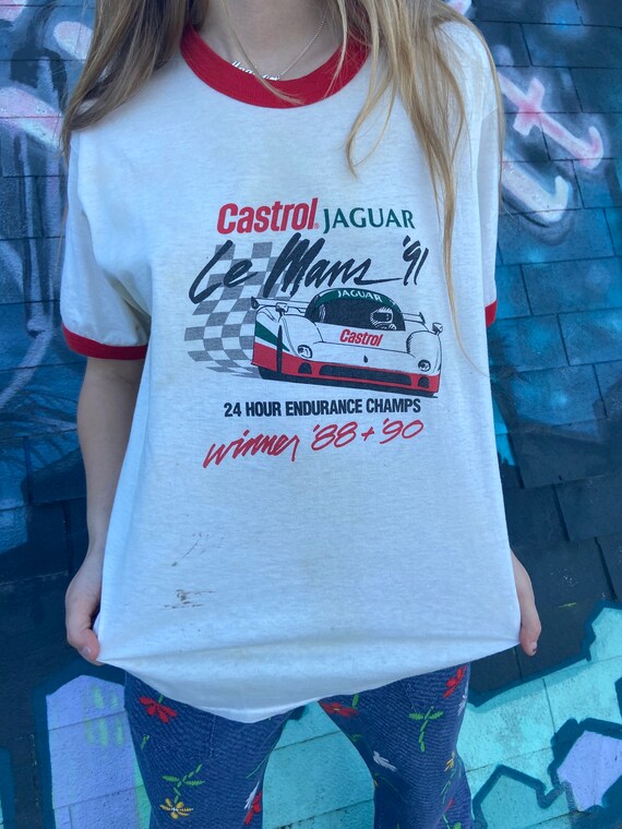 Vintage Castrol Jaguar Le' Mans '91 Graphic Ringer