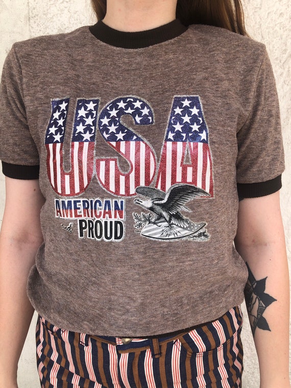 Vintage USA American and Proud Terry Cloth T-Shirt
