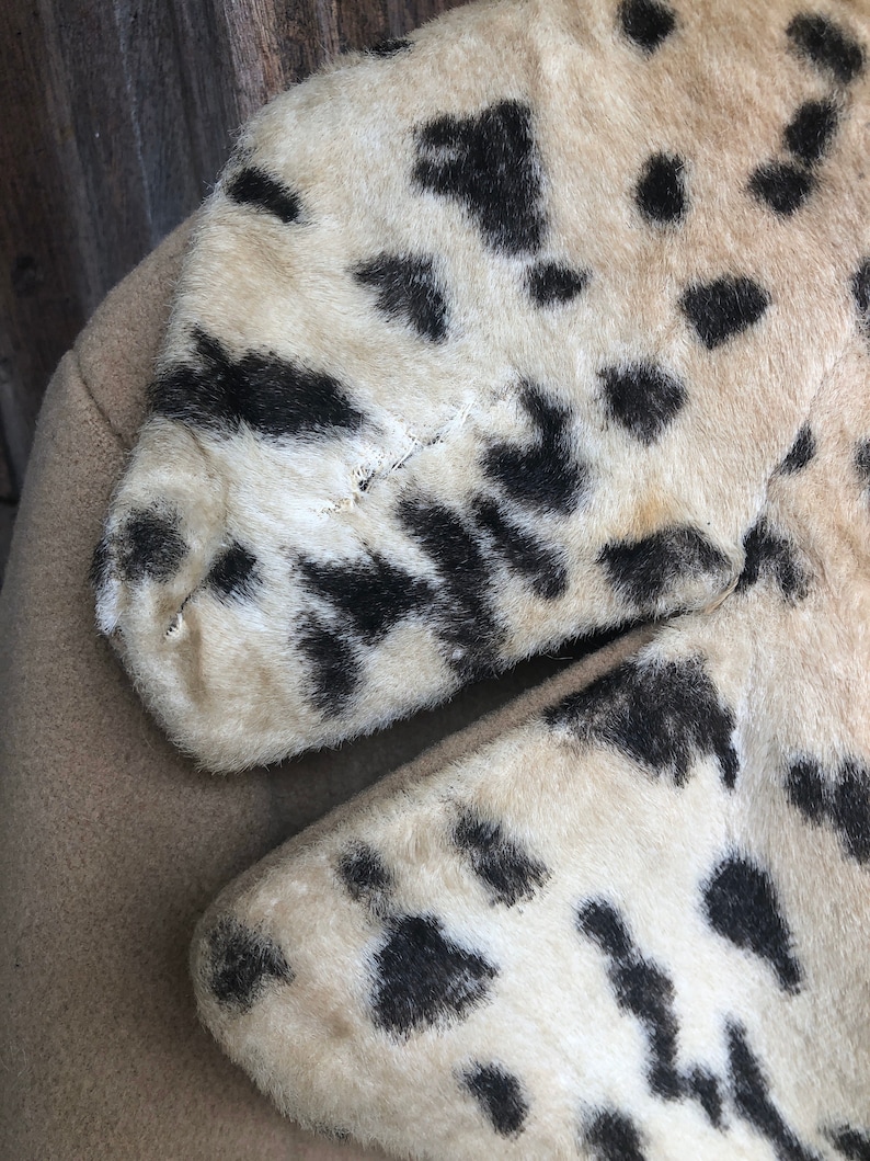 Vintage Leopard Trim Button Down Double Breasted Coat