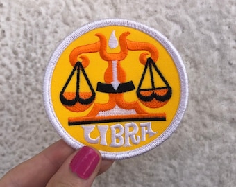 Libra Zodiac Iron-On Circle Patch