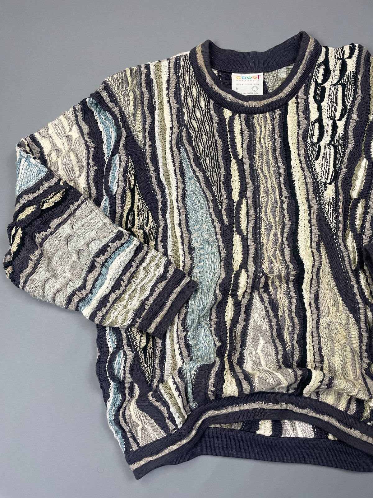 Vintage 1980s-90s Coogi Tundra Blue 3-D Knit Sweater As-is Vintage 1980s-90s Coogi Tundra Blue 3-D Knit Sweater As-is