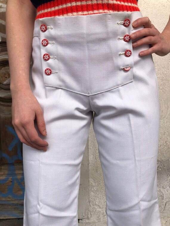 Vintage Flared White Sailor Pants