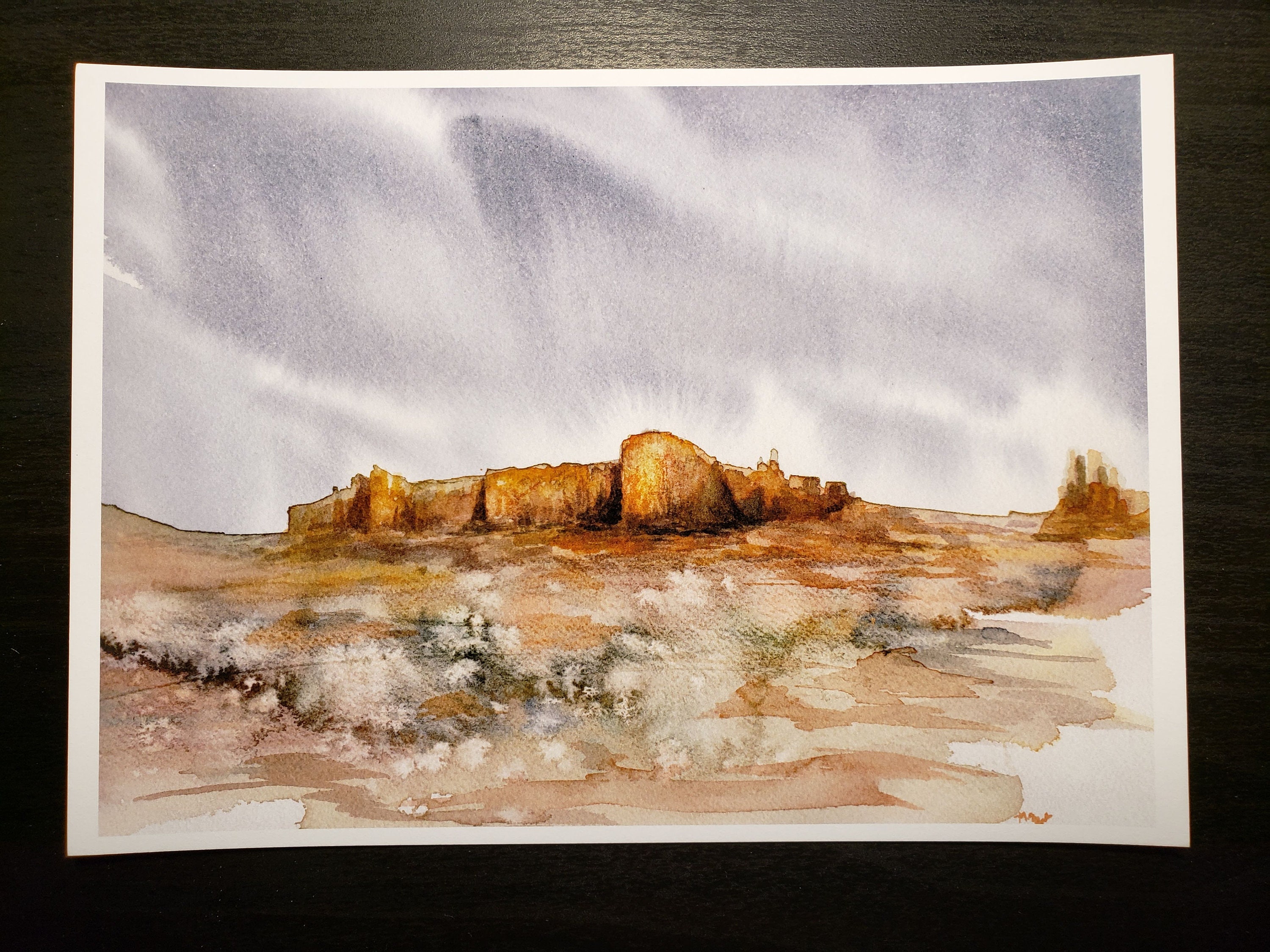 American Southwest Desert Landscape Watercolor Abstract Painting Print