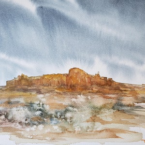 American Southwest Desert Landscape Watercolor Abstract Painting - Print or Original