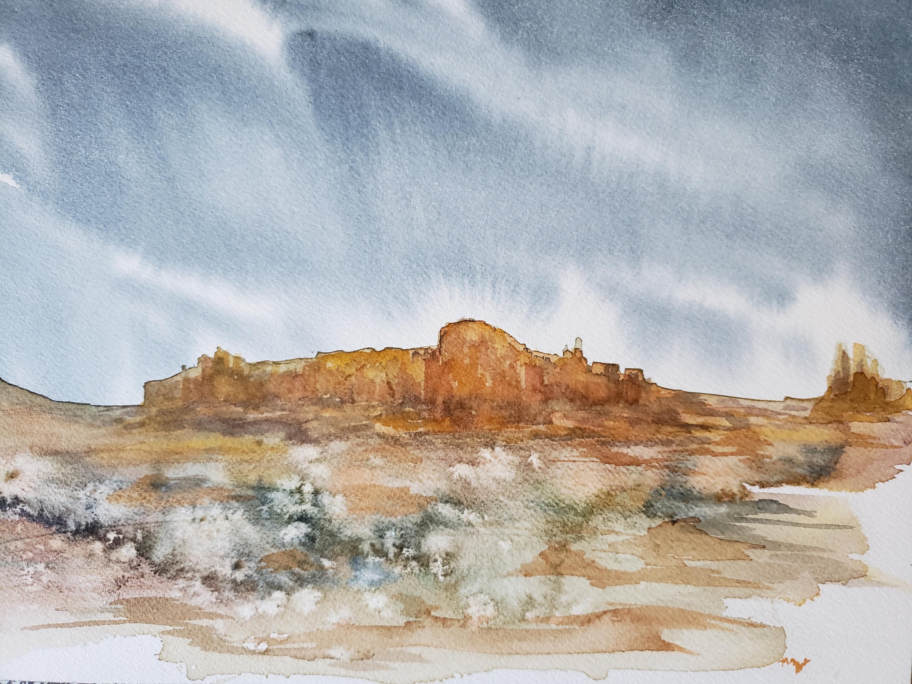 American Southwest Desert Landscape Watercolor Abstract Etsy