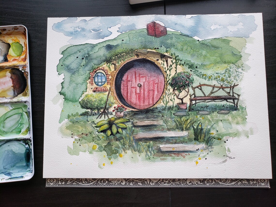 Hobbit House Watercolor Painting - Lord of the Rings - Print - Etsy