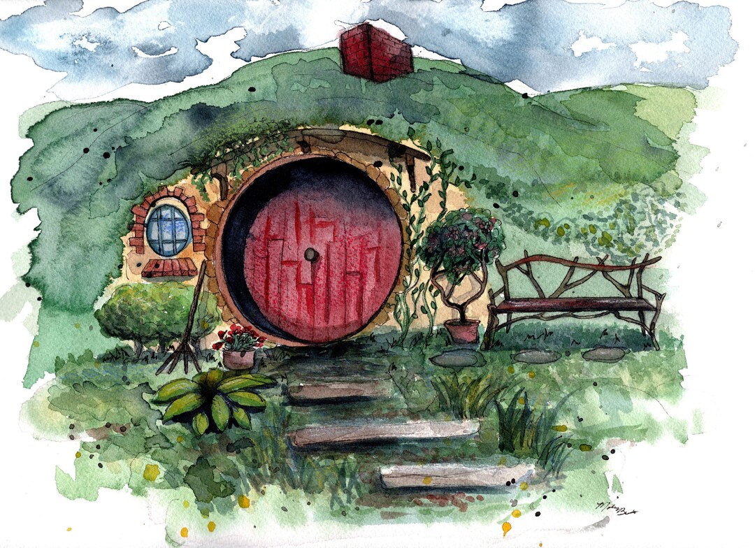 Hobbit House Watercolor Painting - Lord of the Rings - Print or ...