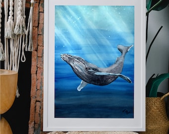 Song of the Soul - Humpback Whale Watercolor Painting - Print