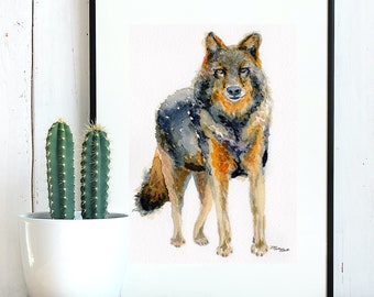 Wolf Spirit Animal Watercolor Painting - Print