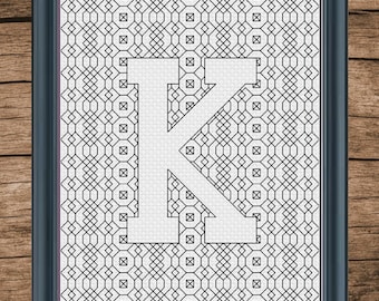 Blackwork Alphabet Letter K