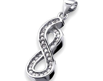 Pendentif infini en argent sterling : collier Amour éternel avec zircons cubiques