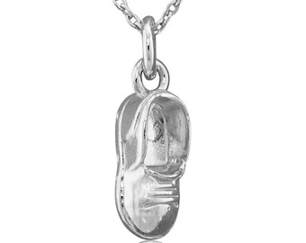 Collier en argent sterling à pendentif chaussure de bébé : breloque chausson 3D