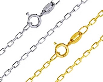 Chaîne d'ancre en argent sterling 925 : collier en plaqué or 24 carats (1,55 mm)