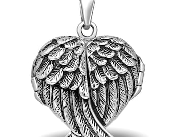 Pendentif aile d'ange plume en argent sterling : bijoux coeur
