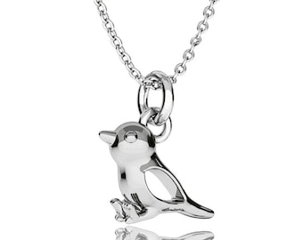 925 Sterling Silver Sparrow Pendant, Cute Little Bird Charm Necklace, Cable Chain & Gift Box, Gift for Women, Birthday Gift, Christmas Gift