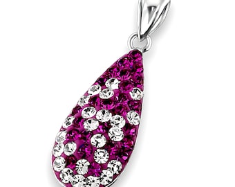 Pendentif goutte en cristal rose : bijoux délicats en argent sterling 925