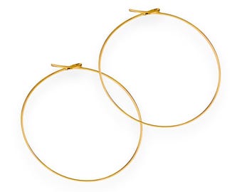 Créoles en argent sterling plaqué or - 45 mm Style sans fin