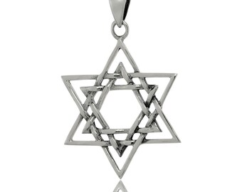 Oxidized Sterling Silver Star of David Pendant Necklace