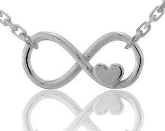 Collier infinity en argent sterling à pendentif coeur : breloque amour délicat
