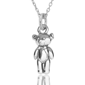Sterling Silver Bear Pendant Necklace: Dainty Teddy Bear Charm