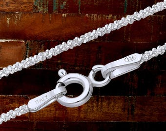 Chaîne margarita en argent sterling : pierre torsadée taillée en diamant, Italie 925