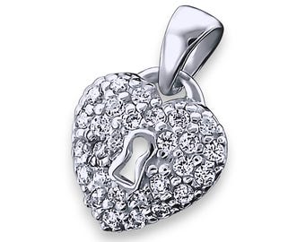 Collier cadenas coeur en argent sterling : pendentif en cristal, bijoux romantiques