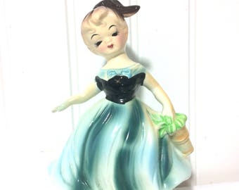 Adorable Vintage Girl in Blue Dress
