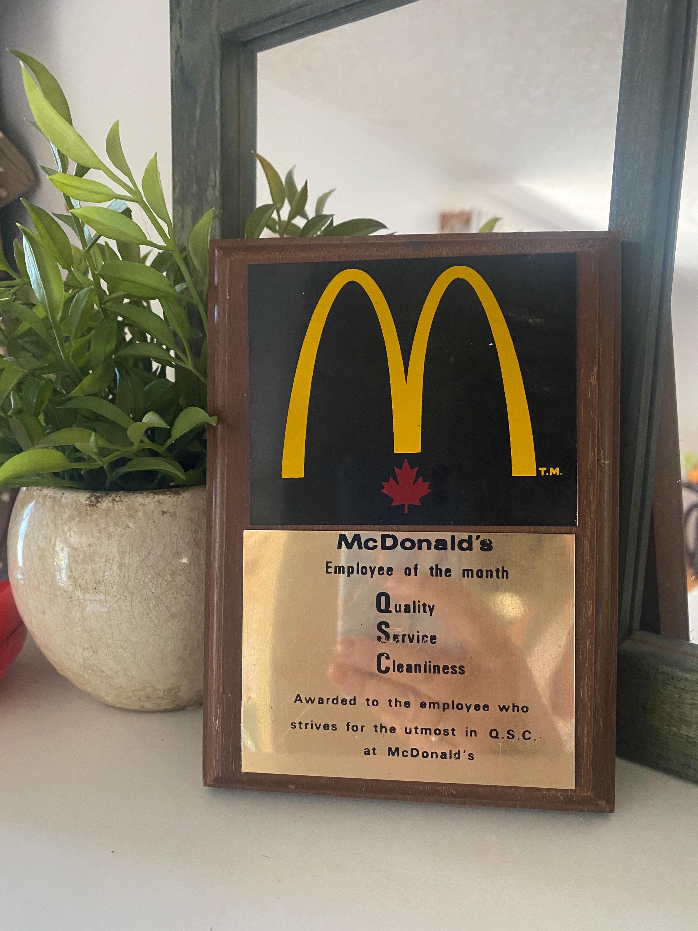 RARE 1970's Mcdonald's Employee of the Month Award Plaque B2 - Etsy