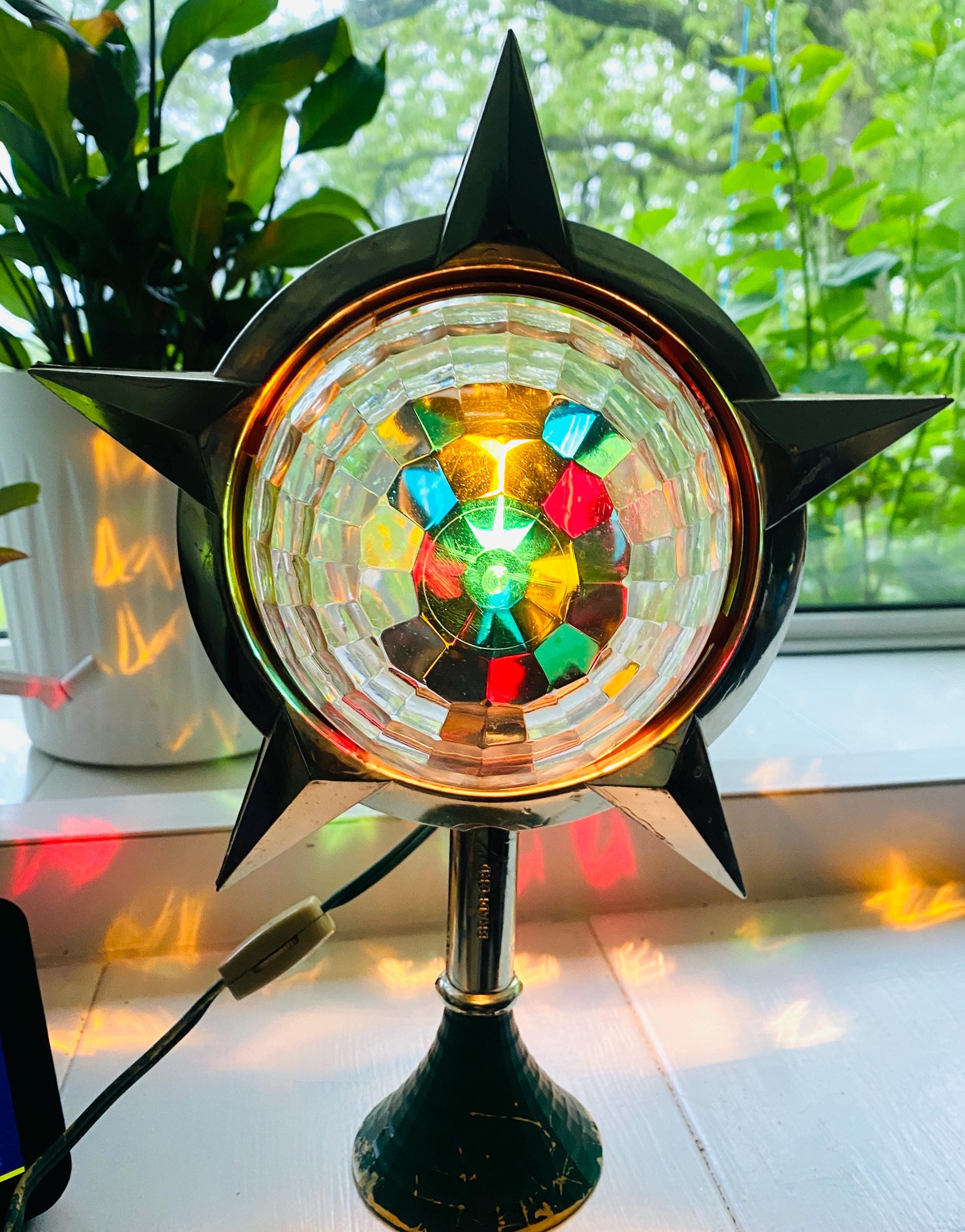Vintage Bradford Celestial Star Rotating Light Tree Topper Atomic