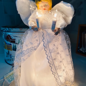 Vintage Light Up Angel Tree Topper
