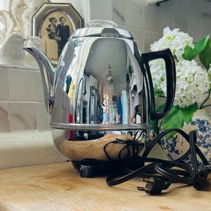 Vtg 1950s General Electric GE Automatic Percolator 13P30 Chrome Pot Belly Coffee